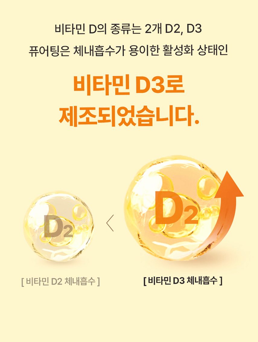[3+1] 퓨어팅 비타민D 2000IU 임산부 무부형제 2개월분 개별포장 비타민D3 60정, 4개