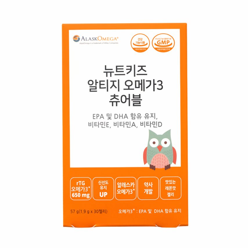 뉴트키즈 알티지 오메가3 츄어블 RTG 어린이 유아 청소년 구미 30구미, 1개